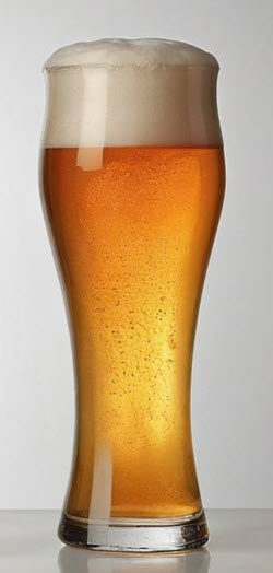 A pour of American Pale Ale with a golden amber hue, featuring a hoppy, citrus aroma and a refreshing, crisp flavor. This craft beer, available in a pint glass, can, or bottle, is a classic example of a pale ale, combining a subtle malt backbone with a slight bitterness, and the carbonation of a lager, making it a favorite at any brewery